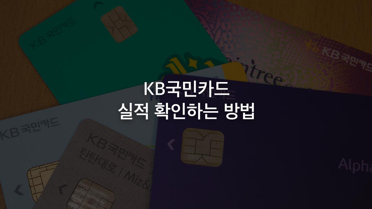 Kb국민카드 실적 확인하는 방법 타이틀