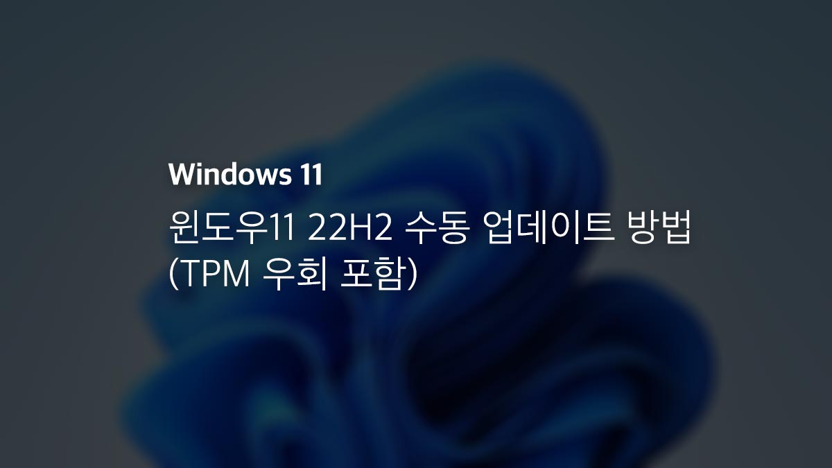 윈도우11 22h2 수동 업데이트 방법 (tpm 우회 포함)
