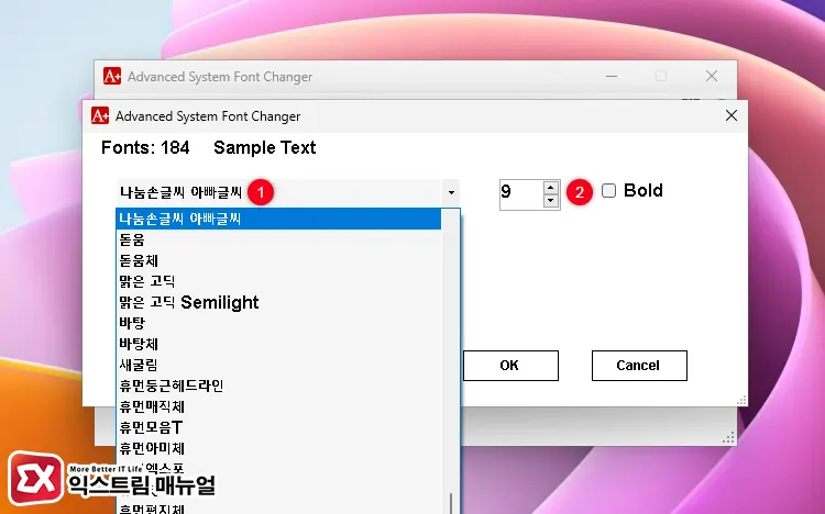 윈도우11 시스템 글꼴 변경 프로그램 사용법 3