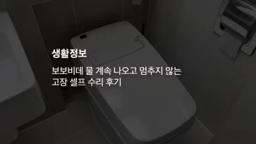 보보비데 물 계속 나오고 멈추지 않는 고장 셀프 수리 후기