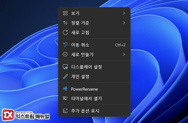 윈도우11 추가 옵션 표시 메뉴