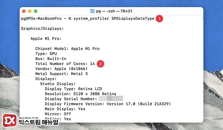 터미널 맥북 Gpu 정보 확인 명령어