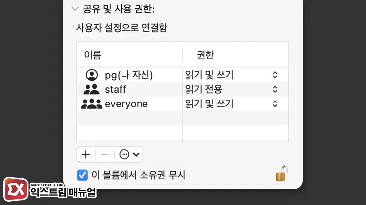 외장하드 접근 권한 설정