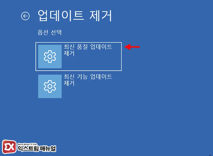How to force remove the latest quality update in Recovery Mode 3 - 윈도우11 특정 업데이트를 제거하는 방법