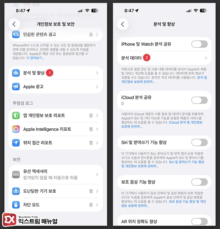 분석 데이터 목록 열기