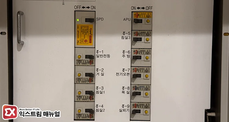 두꺼비집 주방 스위치 확인