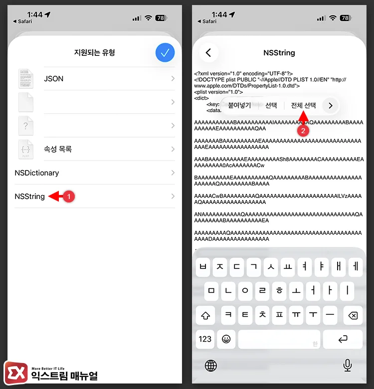 NSString 선택