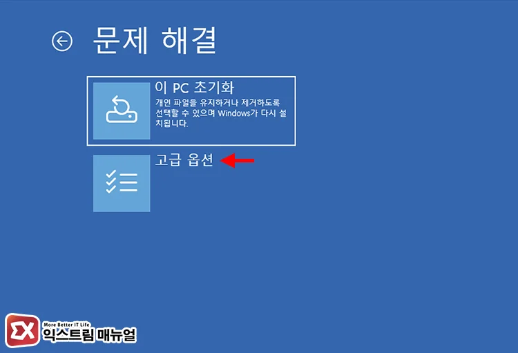 Disabling Safe Mode from Recovery Mode When Unable to Log In in Safe Mode 3 고급 옵션으로 이동