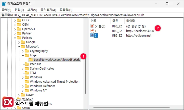 How to check allowed domains and delete policies in the Registry 2 LocalNetworkAccessAllowedForUrls 정책 제거