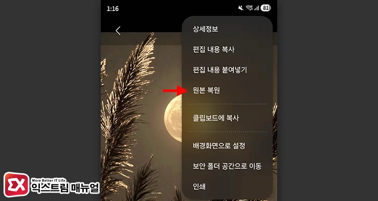 restore original photo manage edited data 일괄 보정한 사진을 원본으로 복원하기