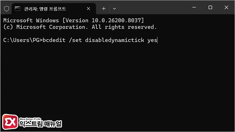 disabling the dynamic tick feature Dynamic Tick 기능 비활성화 cmd 명령어