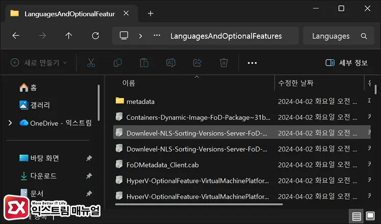 mounting fod iso verifying languages optional features folder FOD ISO 마운트 후 LanguagesAndOptionalFeatures 폴더 내용 확인