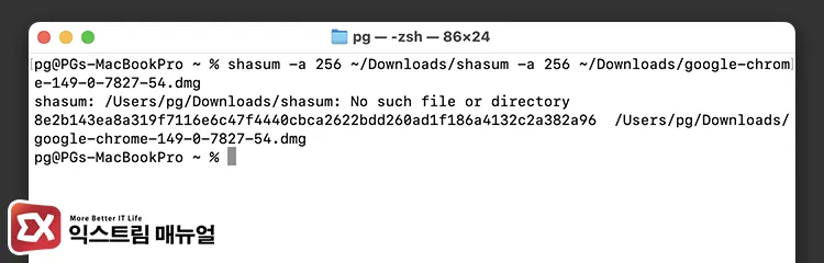 verifying sha256 checksum of downloaded older version of chrome for macos 다운로드한 macOS 크롬 구버전 체크섬 sha256 검증